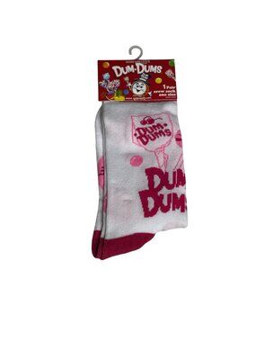 Dum Dums Bubble Gum Crew Socks Pink White Graphic One Size